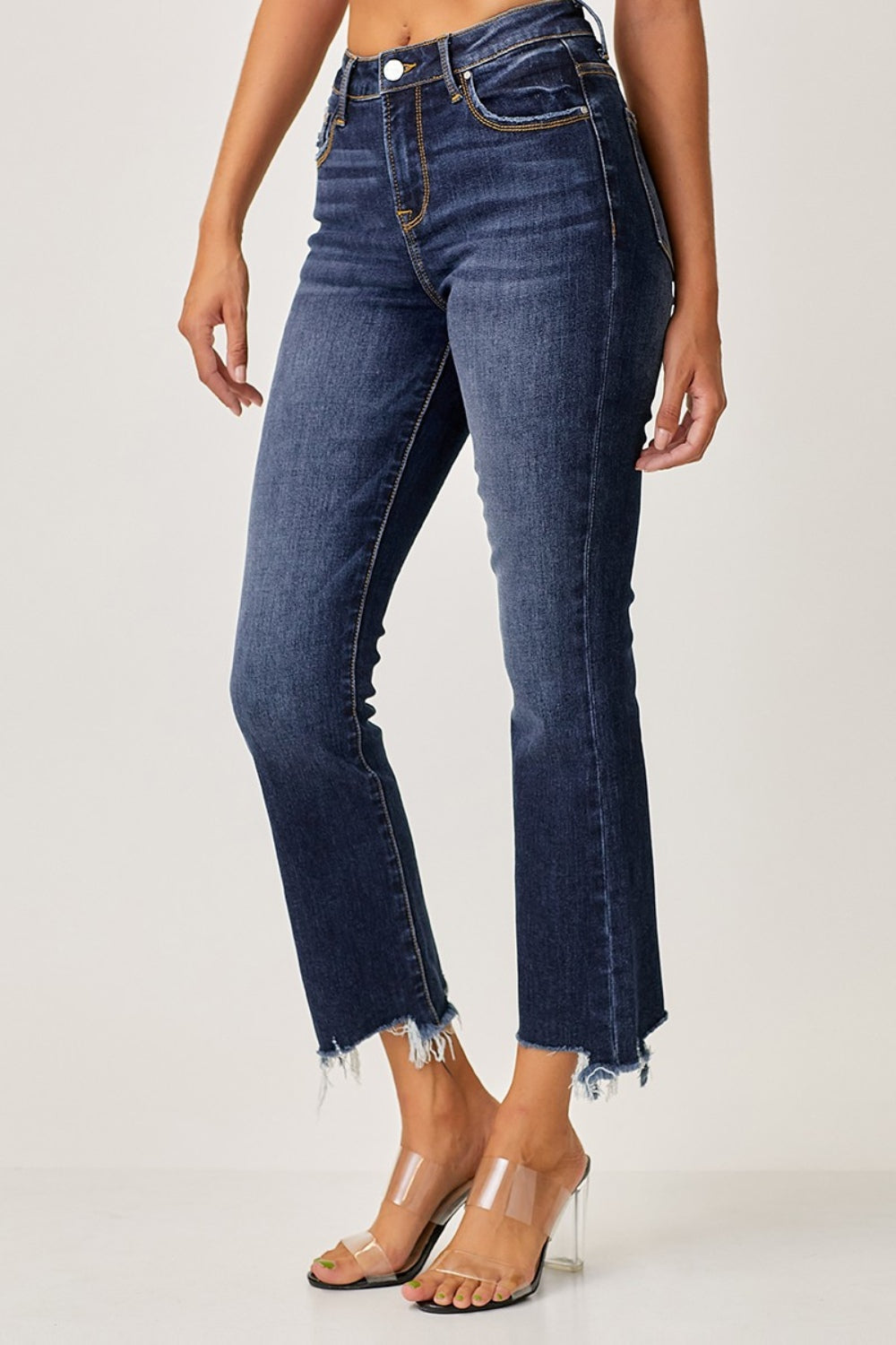 Risen Full Size Frayed Hem Cropped Straight Jeans 10949 | Gulf Resellers 