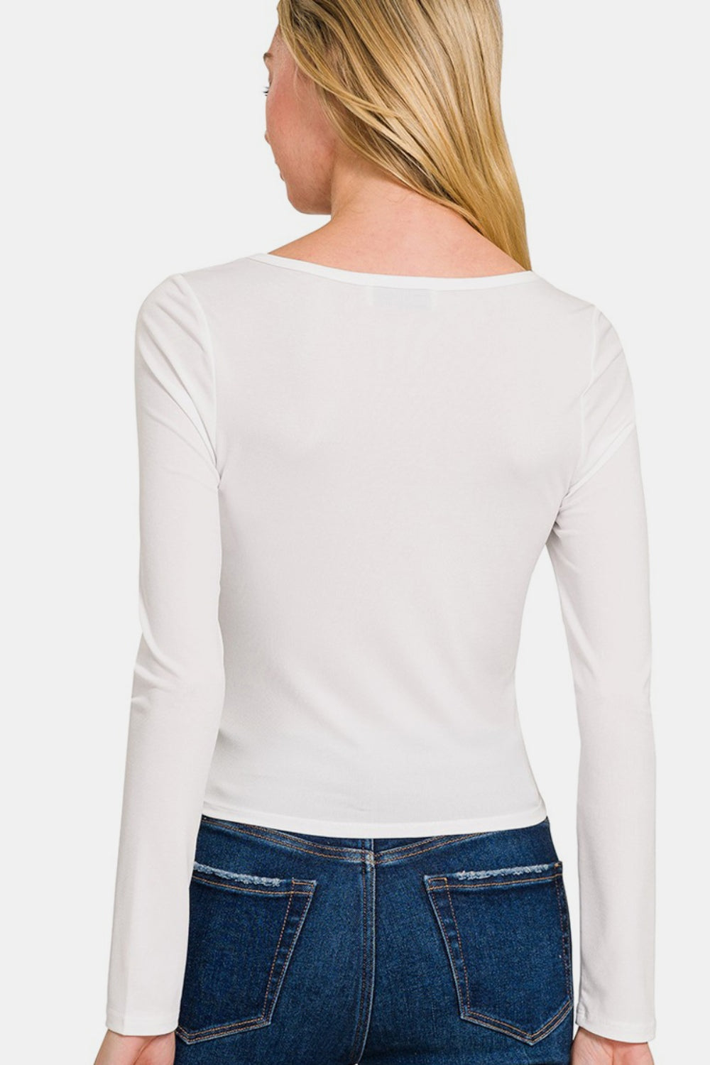 Zenana Square Neck Fitted Long Sleeve T-Shirt 20251 | Gulf Resellers 