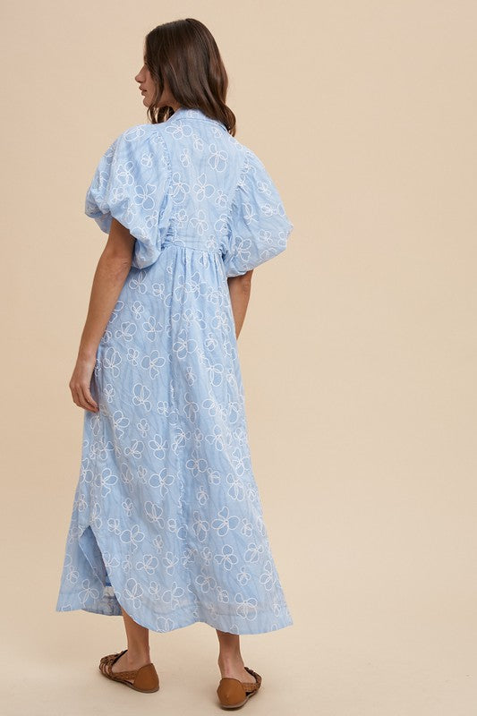 Annie Wear Floral Smock Detail Puff Sleeve Dress 21451 | Gulf Resellers 