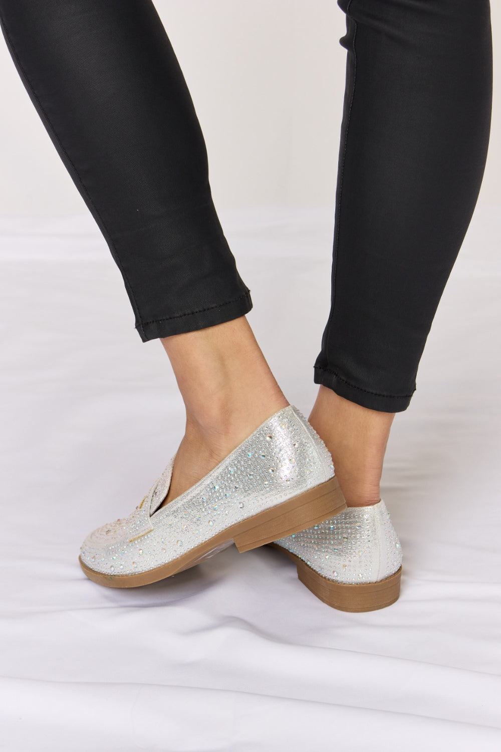 Forever Link Rhinestone Point Toe Loafers | Gulf Resellers