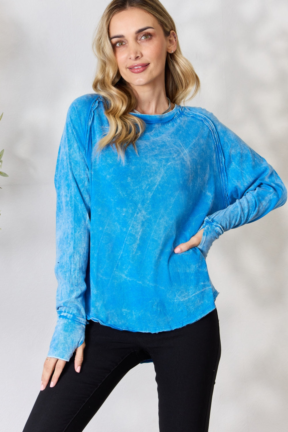 Zenana Round Neck Long Sleeve Top 18136 | Gulf Resellers 