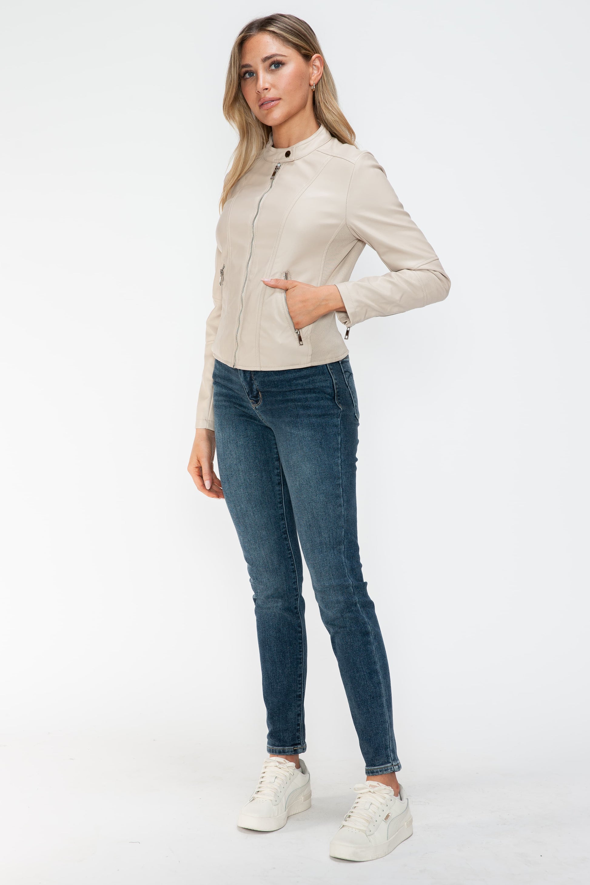 Snobbish PU Leather Zip Up Jacket with Pockets 15360 | Gulf Resellers 