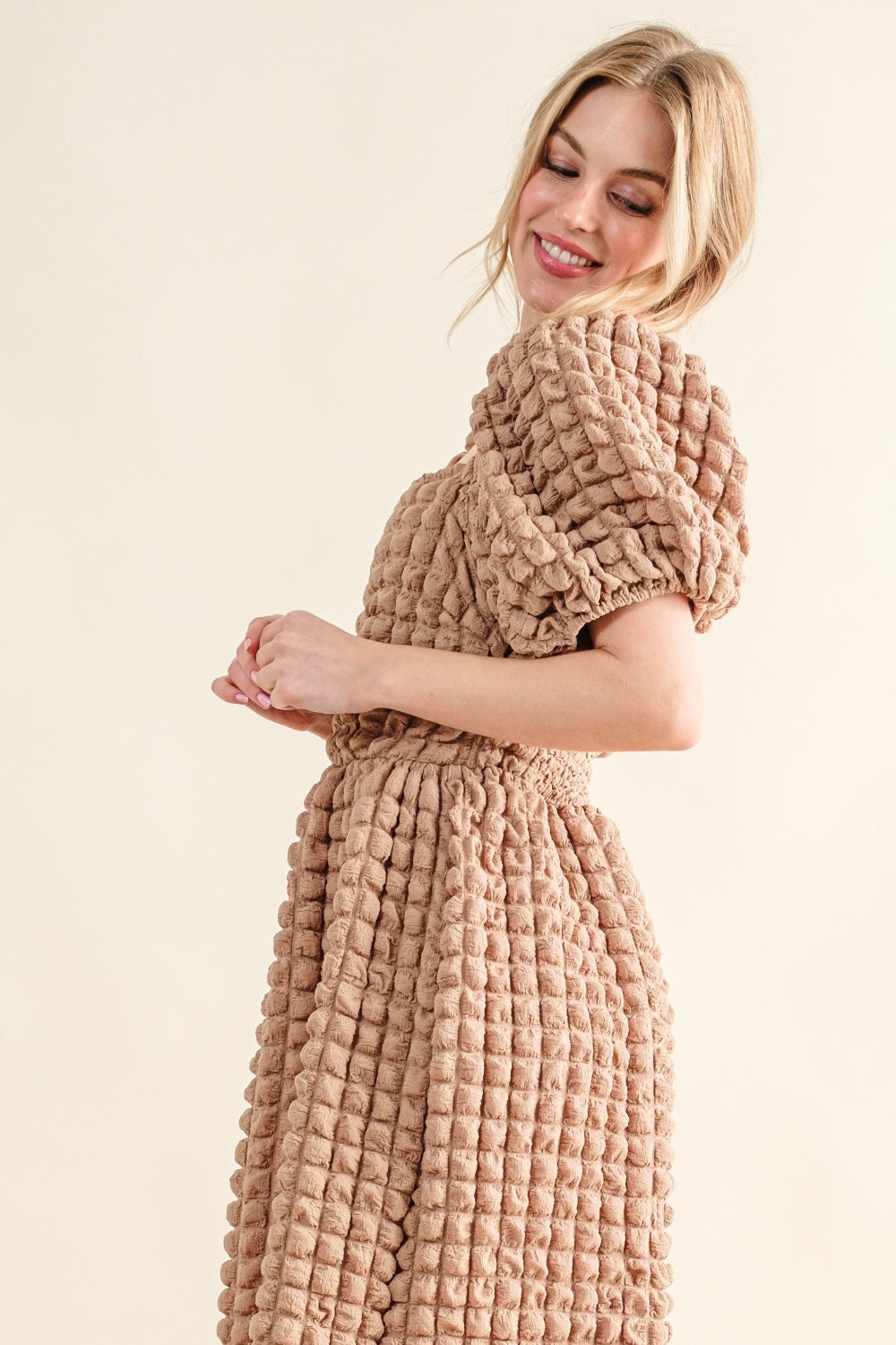 And The Why Full Size Square Neck Puff Sleeve Dress 9340 | Gulf Resellers 