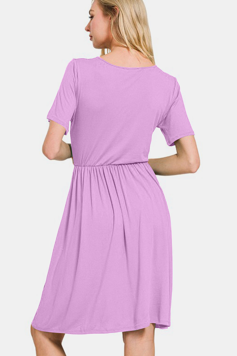 Zenana Surplice Short Sleeve Brushed DTY Dress 20429 | Gulf Resellers 