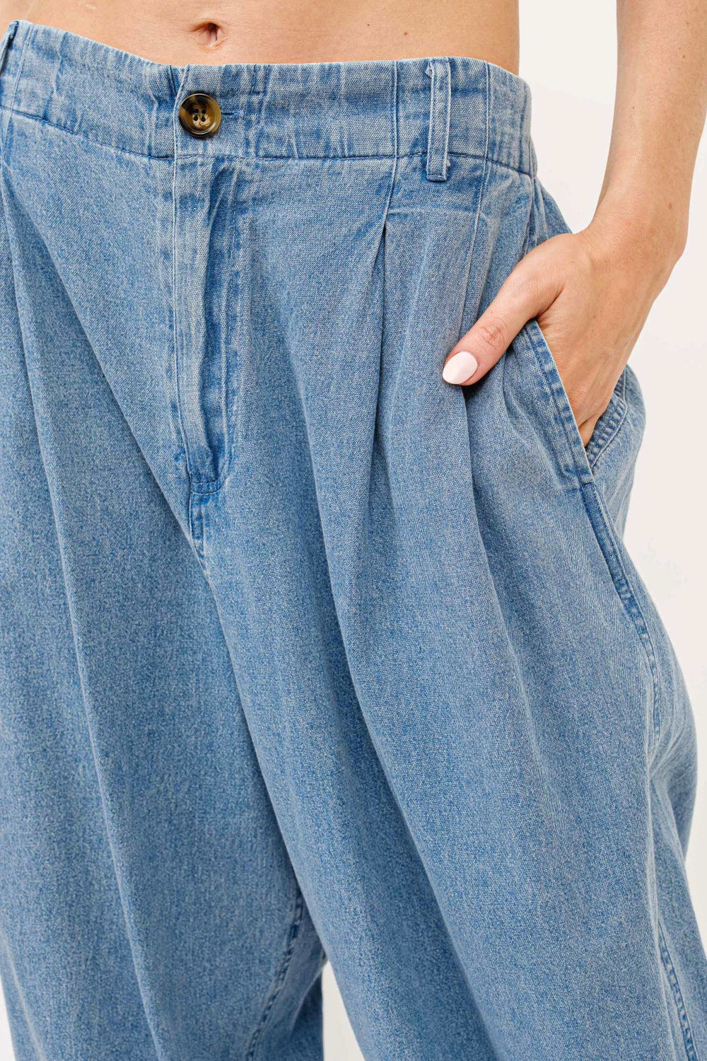 And The Why Elastic Back Pleated Baggy Jeans 9832 | Gulf Resellers 