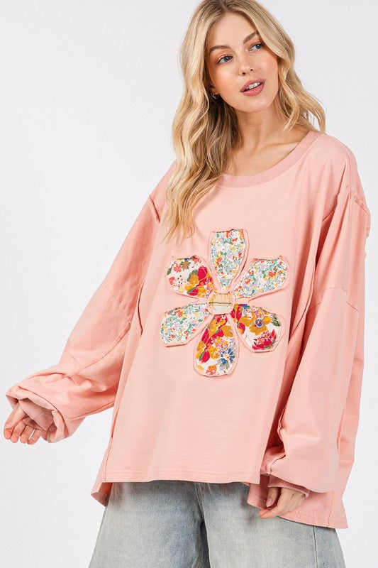 SAGE + FIG Flower Patch Dropped Shoulder Oversize Top 20236 | Gulf Resellers 