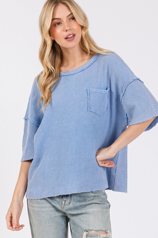 SAGE + FIG Exposed Seam Round Neck Half Sleeve T-Shirt 20273 | Gulf Resellers 