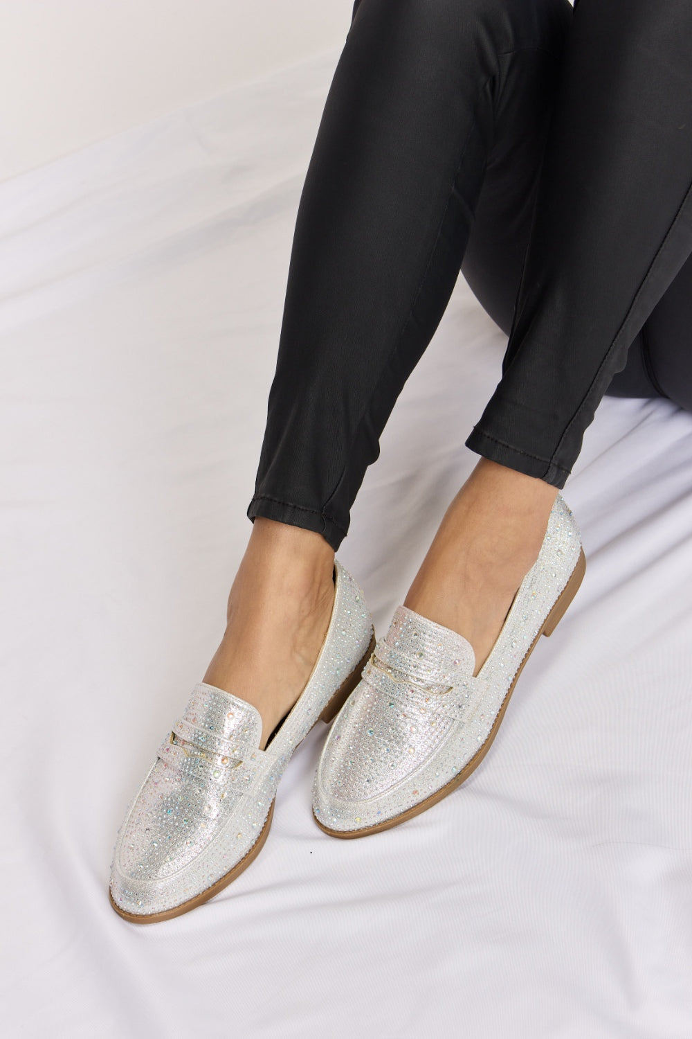 Forever Link Rhinestone Point Toe Loafers | Gulf Resellers