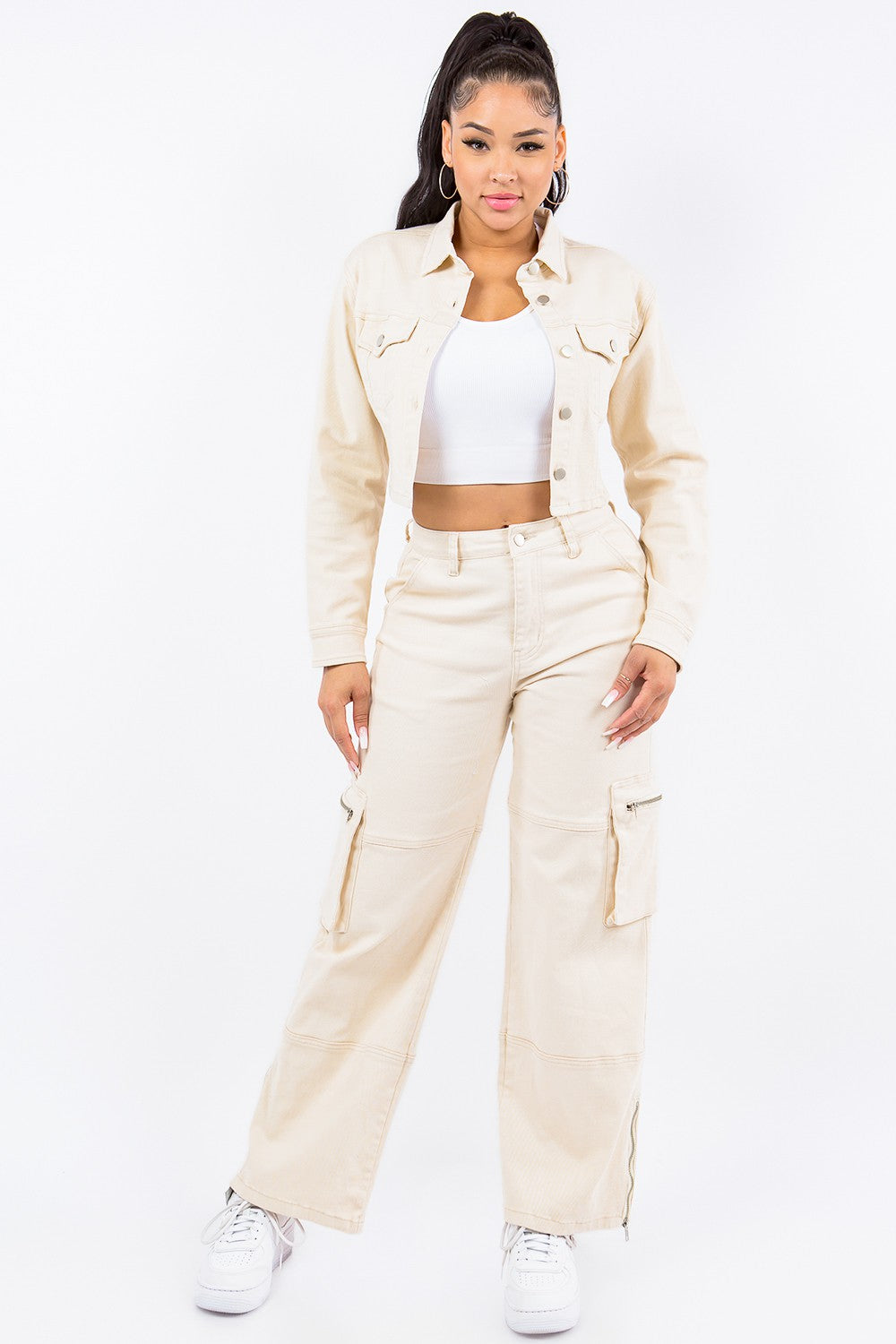 American Bazi Laced Back Cropped Jacket 13303 | Gulf Resellers 