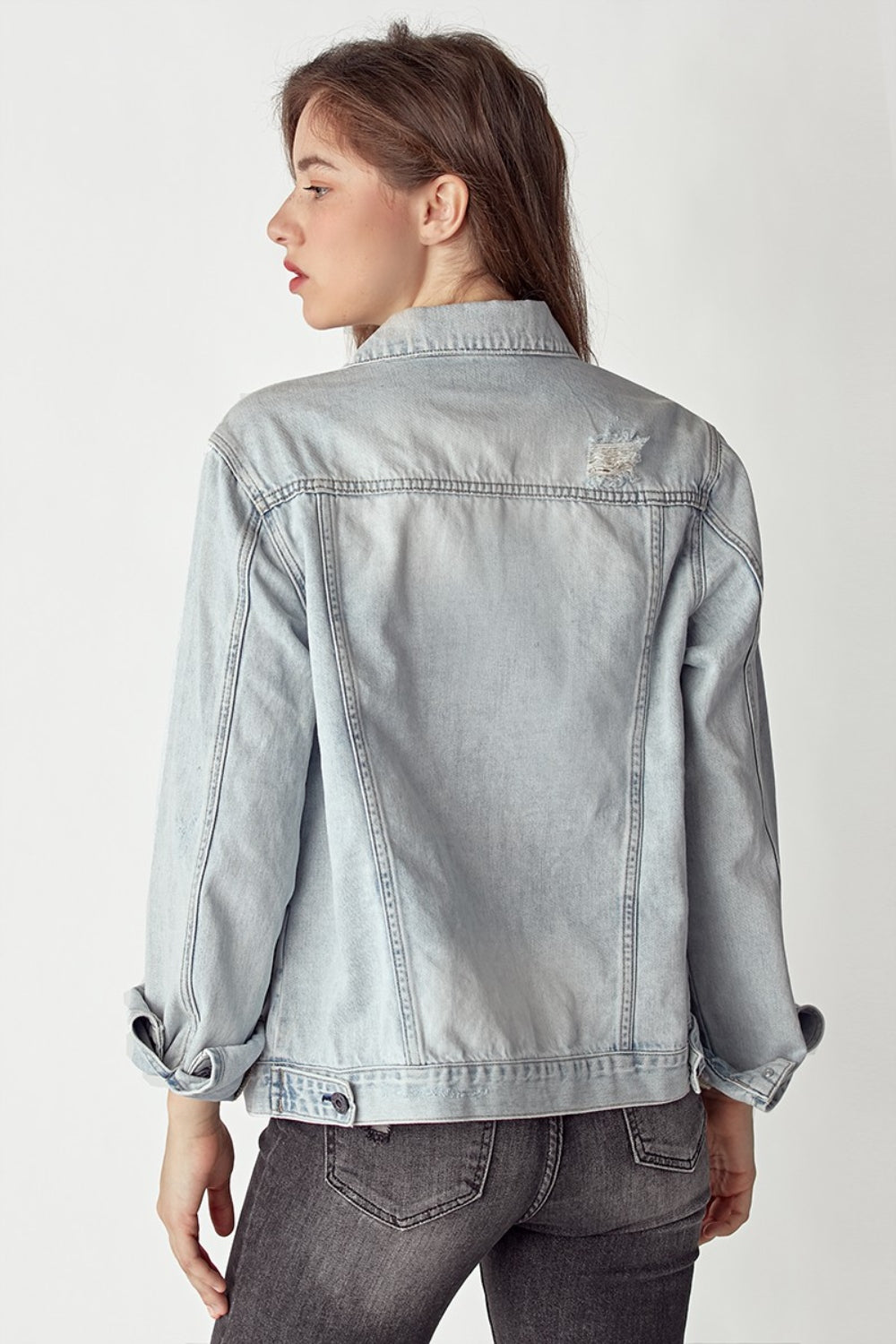 RISEN Distressed Button Up Jacket | Gulf Resellers