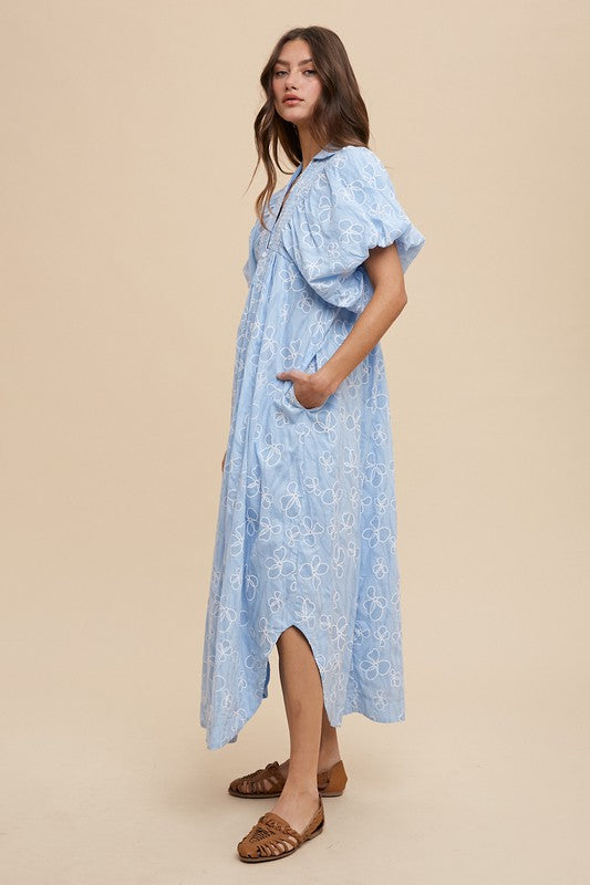 Annie Wear Floral Smock Detail Puff Sleeve Dress 21449 | Gulf Resellers 