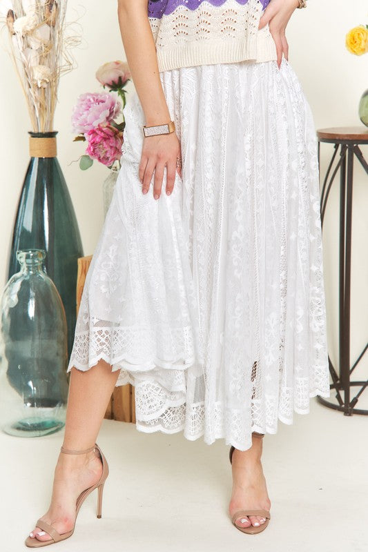 ADORA Elastic Waist Lace Midi Skirt 20942 | Gulf Resellers 