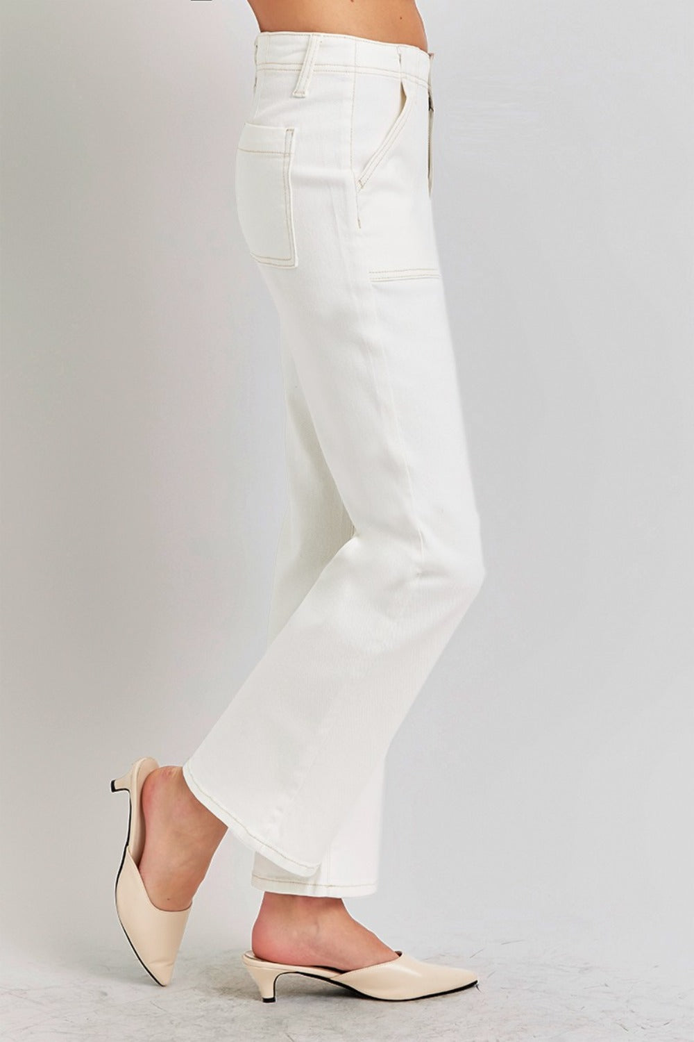 RISEN High Rise Ankle Flare Jeans with Patch Pockets 8666 | Gulf Resellers 