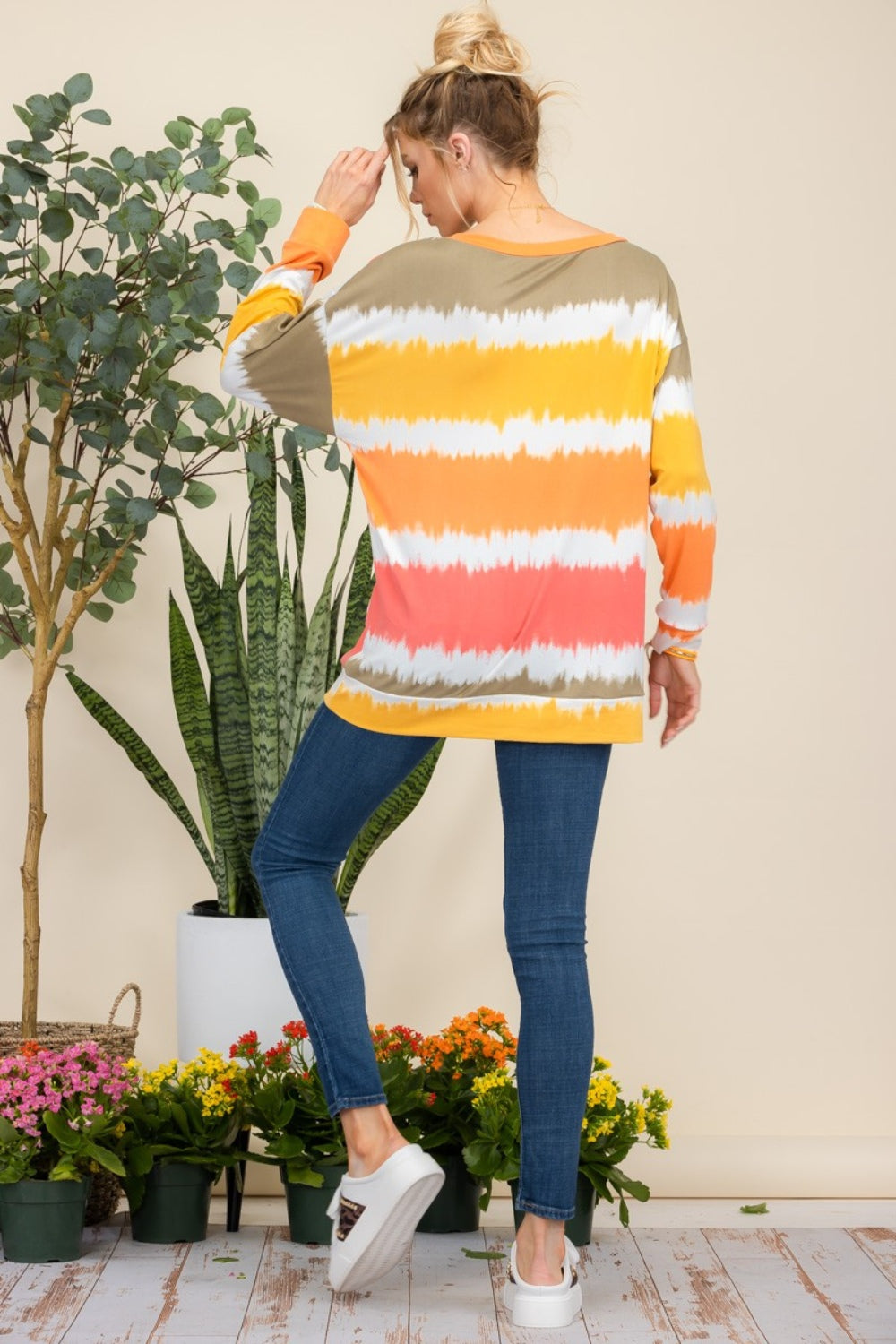 Celeste Full Size Striped Long Sleeve T-Shirt 19056 | Gulf Resellers 