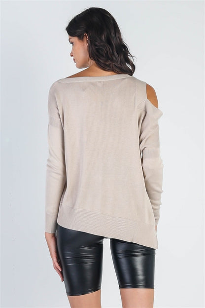 UNIQ Cold Shoulder Long Sleeve Knit Top