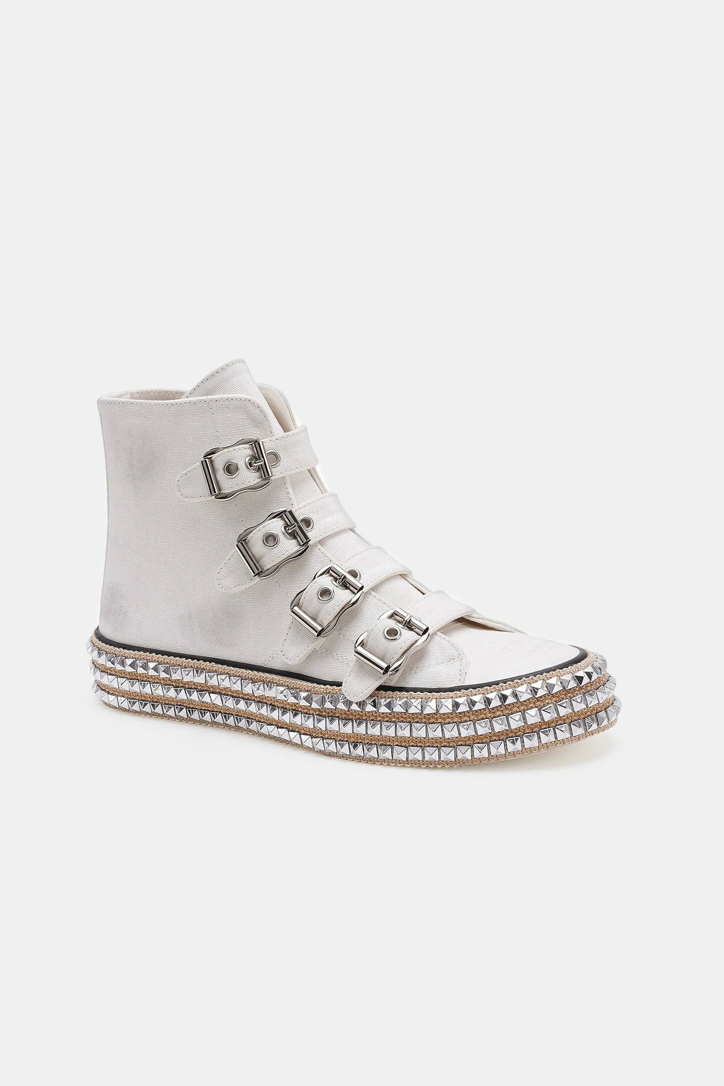 Beast Fashion Multi-Buckle Straps Studded Platform Sneakers 21571 | Gulf Resellers 