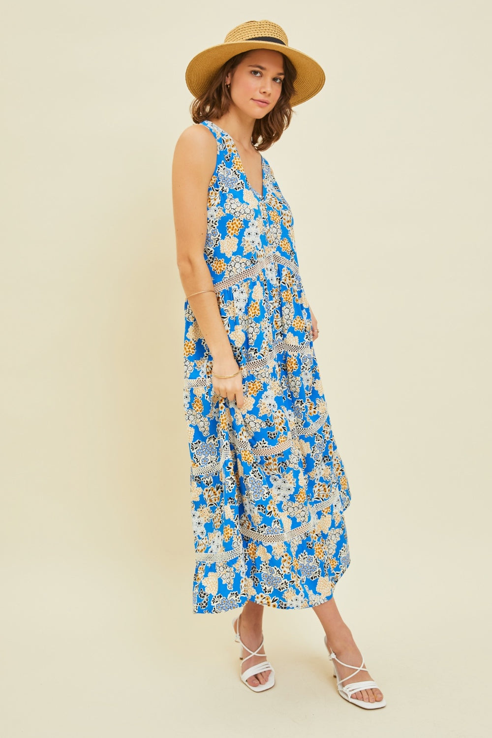 HEYSON Full Size Printed Crochet Trim Maxi Dress 15073 | Gulf Resellers 