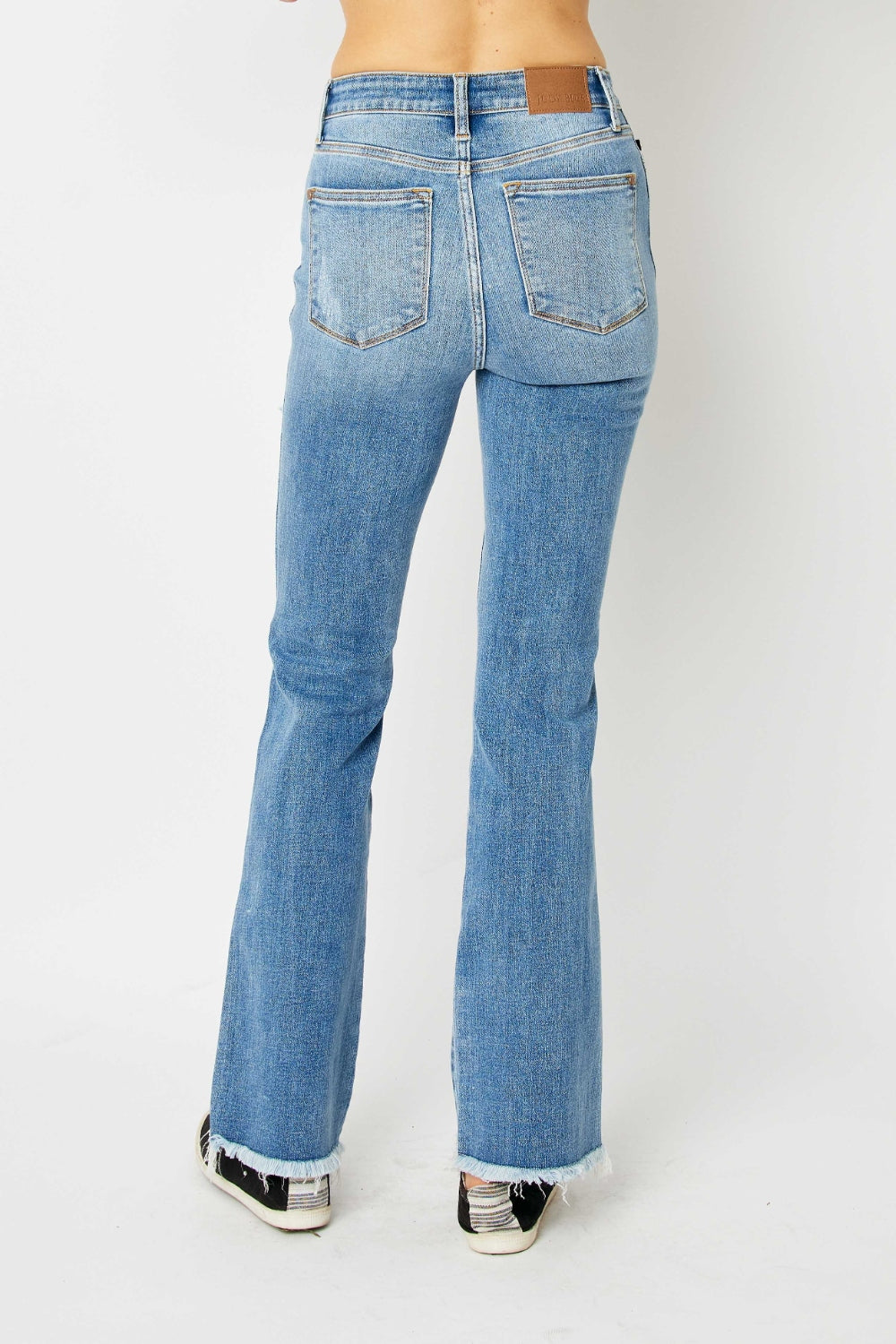 Judy Blue Full Size Distressed Raw Hem Bootcut Jeans 4839 | Gulf Resellers 