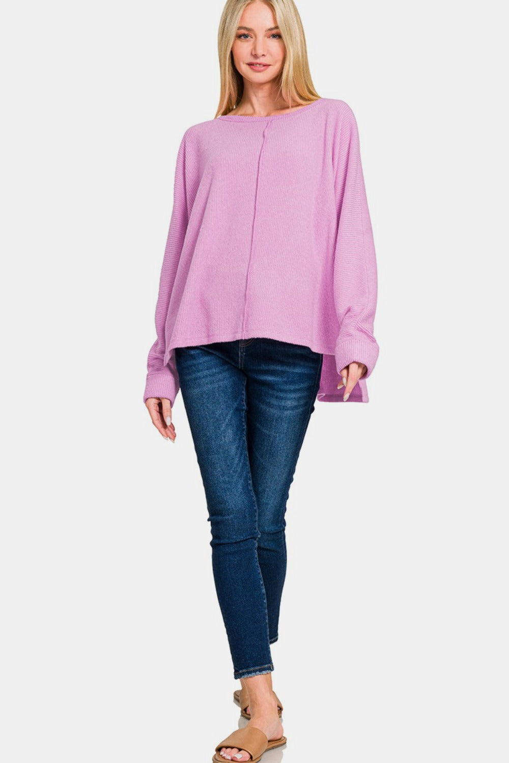 Zenana High-Low Side Slit Round Neck T-Shirt 18779 | Gulf Resellers 