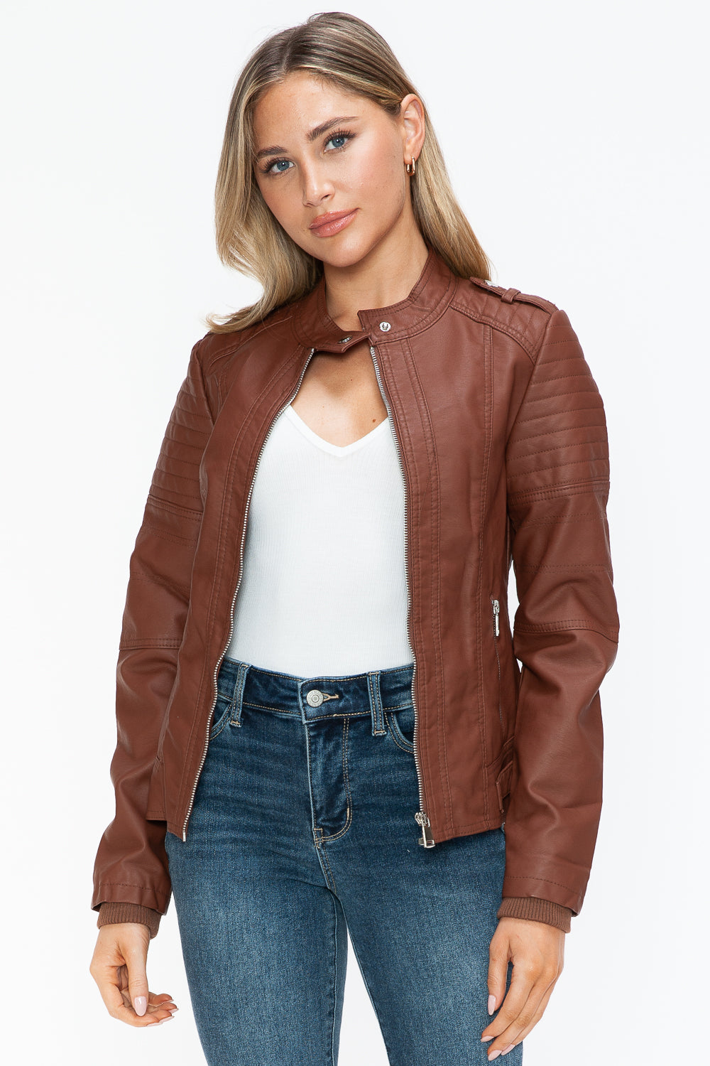 Snobbish PU Leather Biker Jacket with Side Zip Pockets 15199 | Gulf Resellers 
