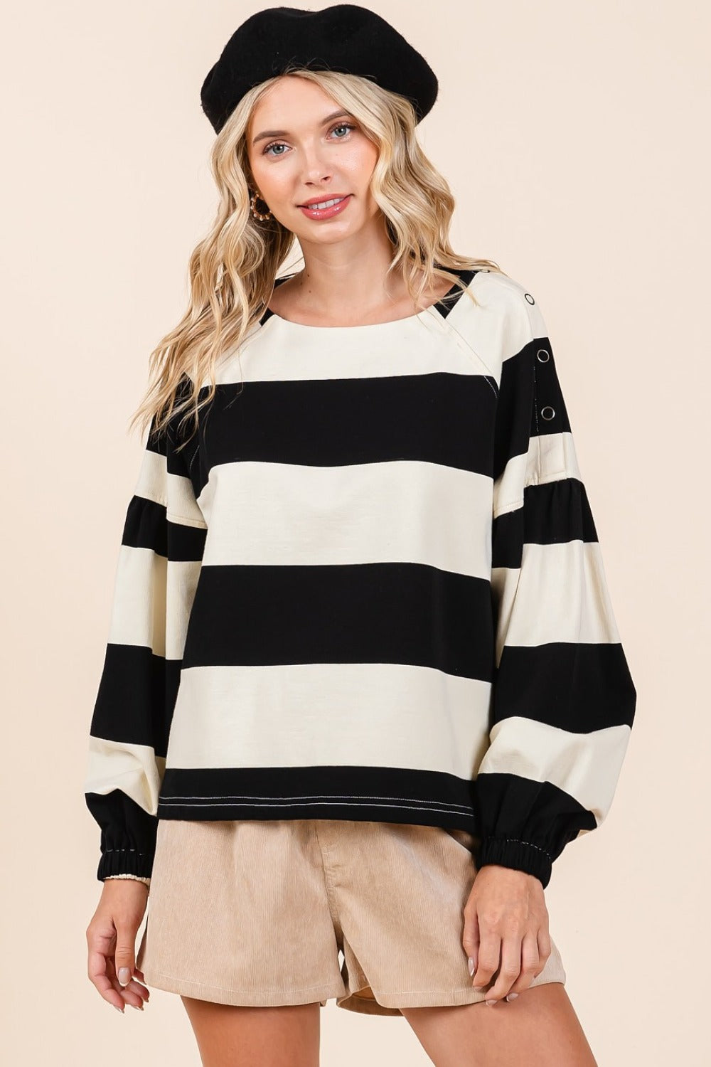 Mittoshop Striped Snap Shoulder Long Sleeve T-Shirt 18795 | Gulf Resellers 