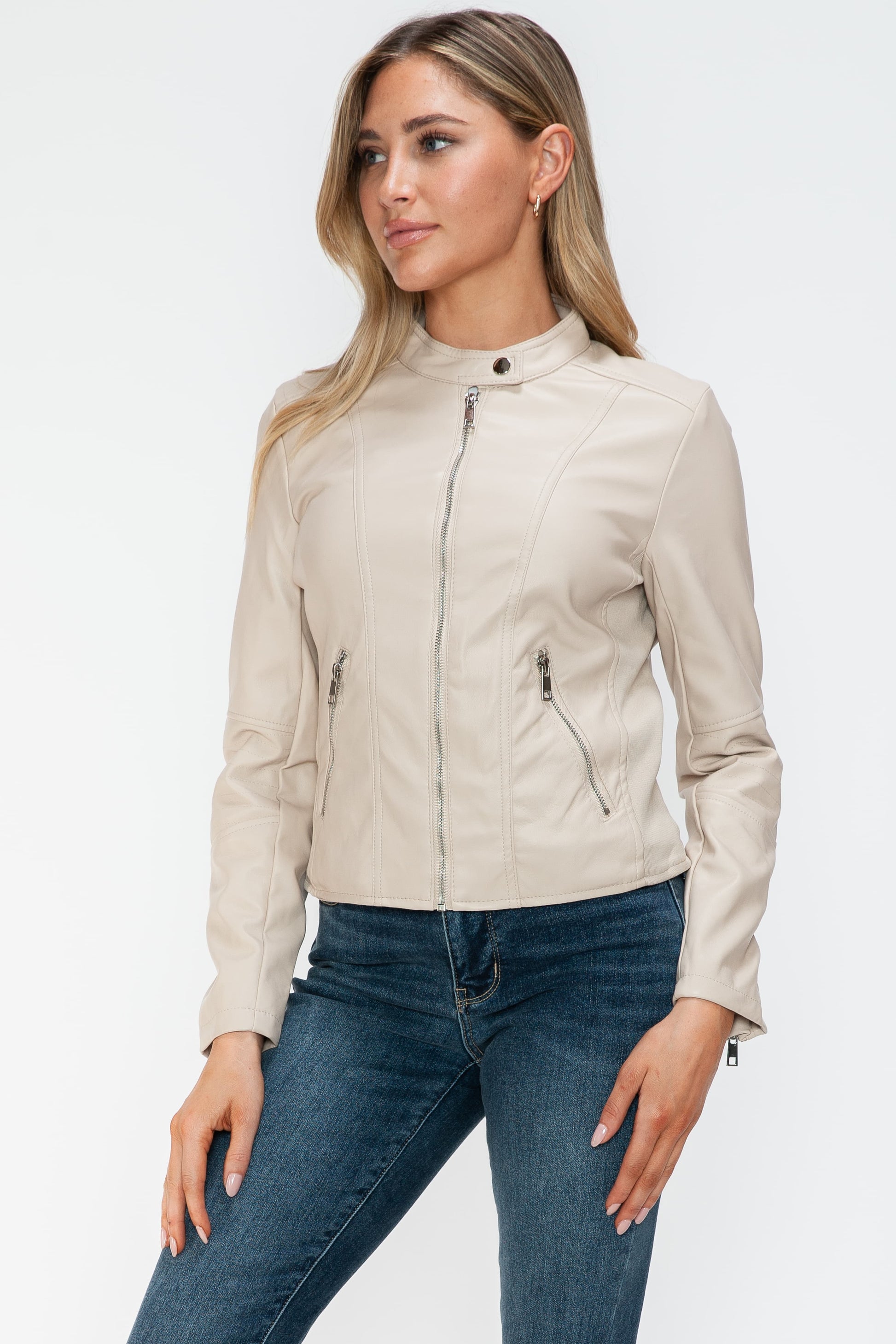 Snobbish PU Leather Zip Up Jacket with Pockets 15353 | Gulf Resellers 