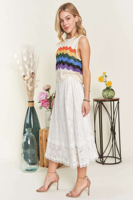 ADORA Elastic Waist Lace Midi Skirt 20523 | Gulf Resellers 