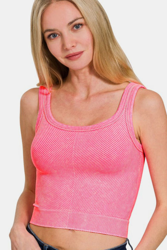 Zenana Washed Ribbed Scoop Neck Wide Strap Tank 18666 | Gulf Resellers 