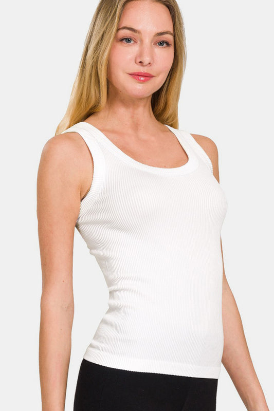 Zenana 2 Way Neckline Washed Ribbed Tank | Gulf Resellers