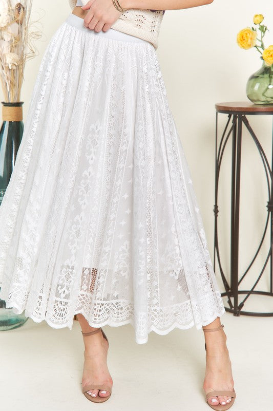 ADORA Elastic Waist Lace Midi Skirt 20941 | Gulf Resellers 