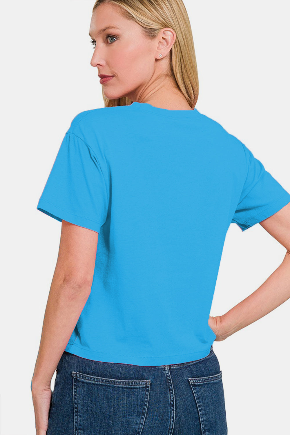 Zenana Round Neck Short Sleeve Cropped T-Shirt 20381 | Gulf Resellers 